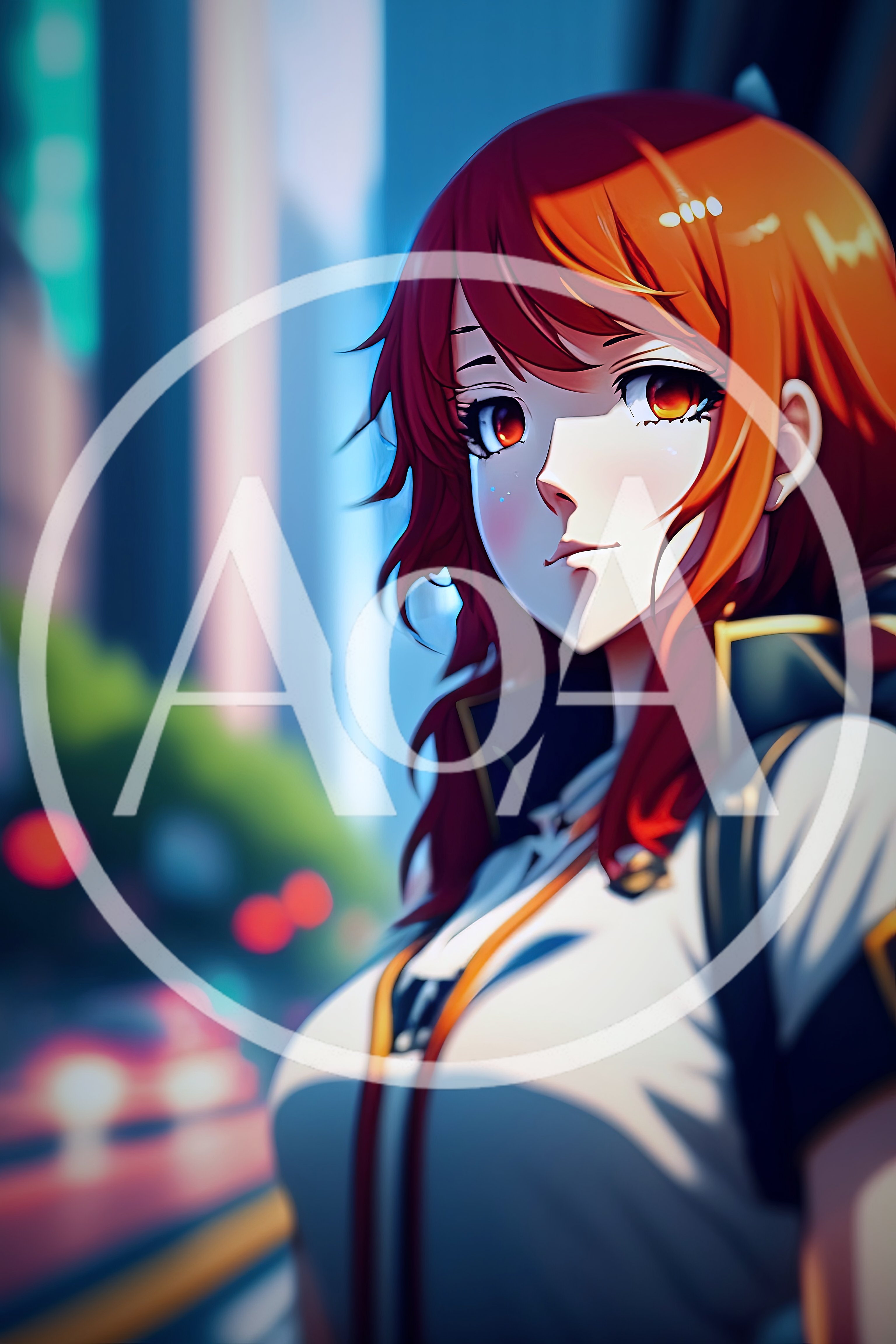 Anime Style Portrait Of A Young Woman In City
