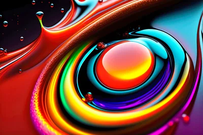 Abstract Colorful Liquid Swirls and Droplets