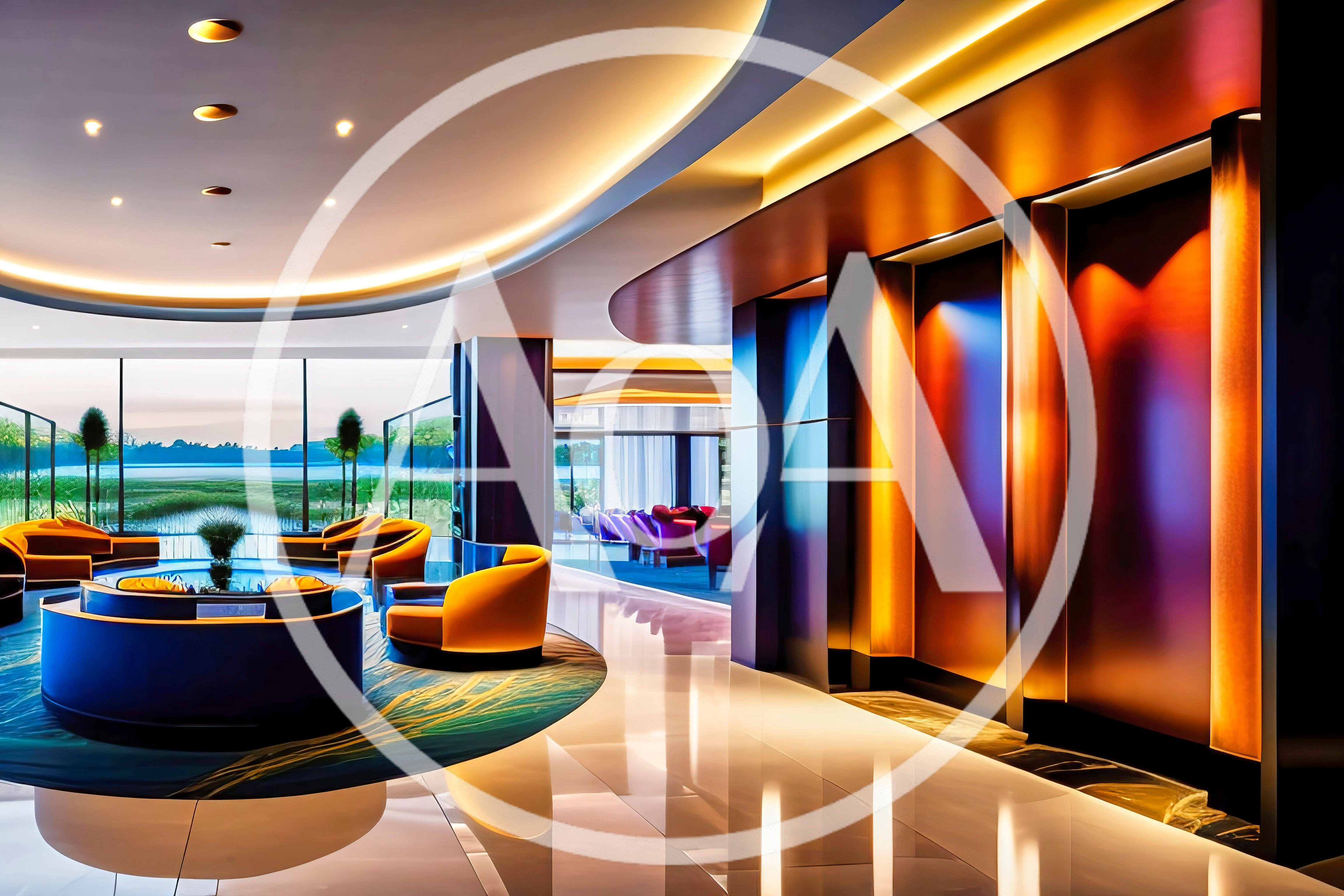Modern Luxury Hotel Lobby Lounge Interior