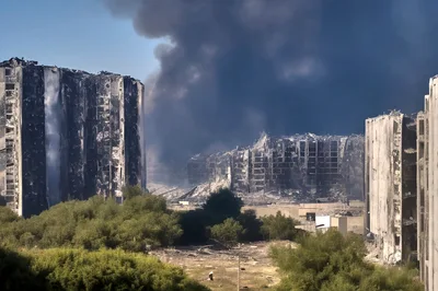 Destroyed Residential Buildings After Military Conflict