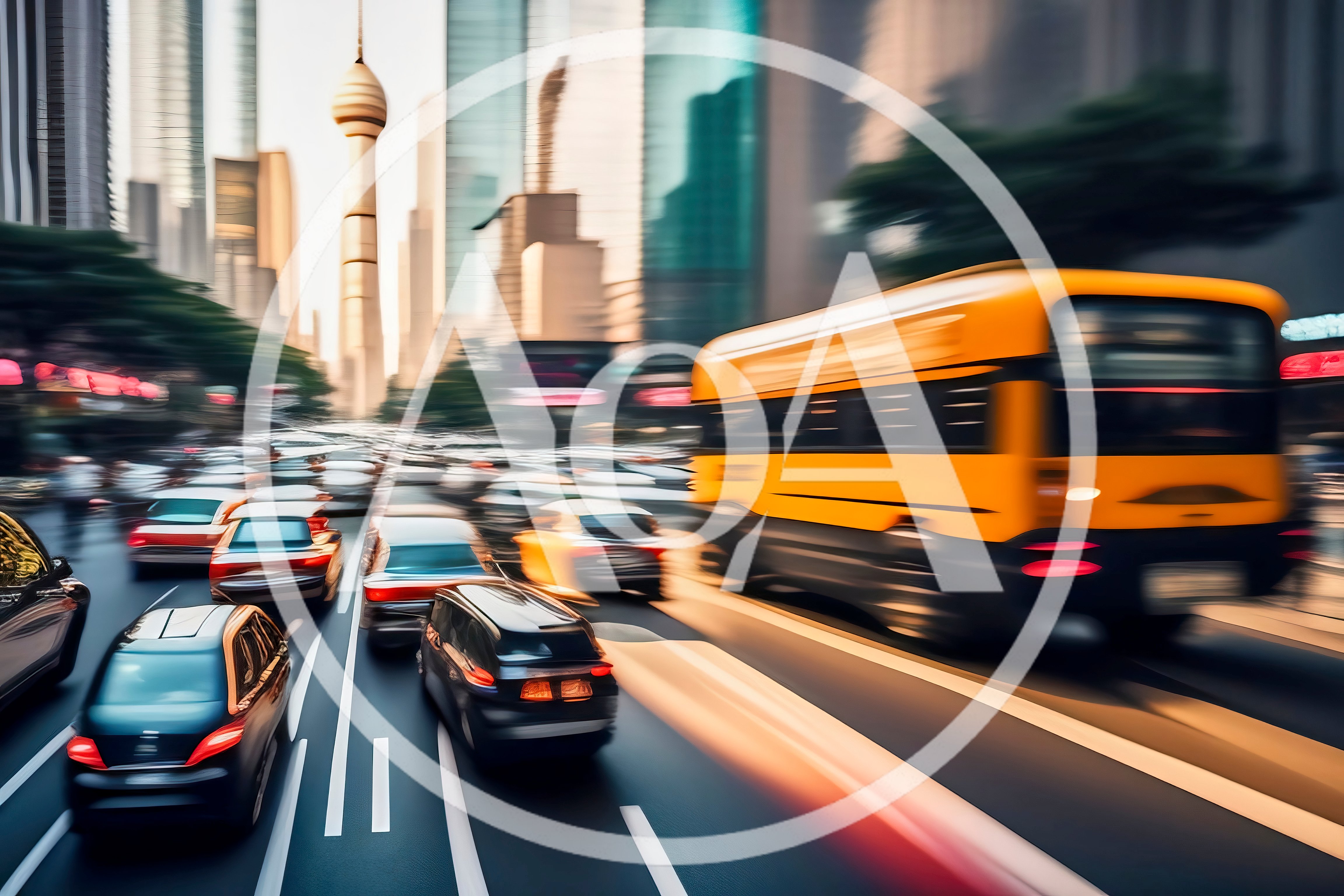 Busy City Traffic With Motion Blur In Shanghai