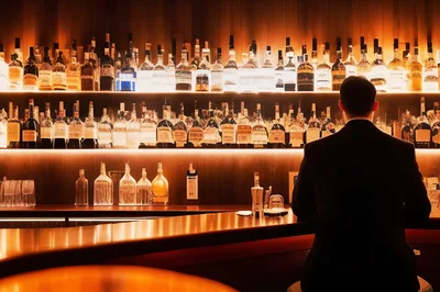 Man Sitting Alone At A Dimly Lit Bar