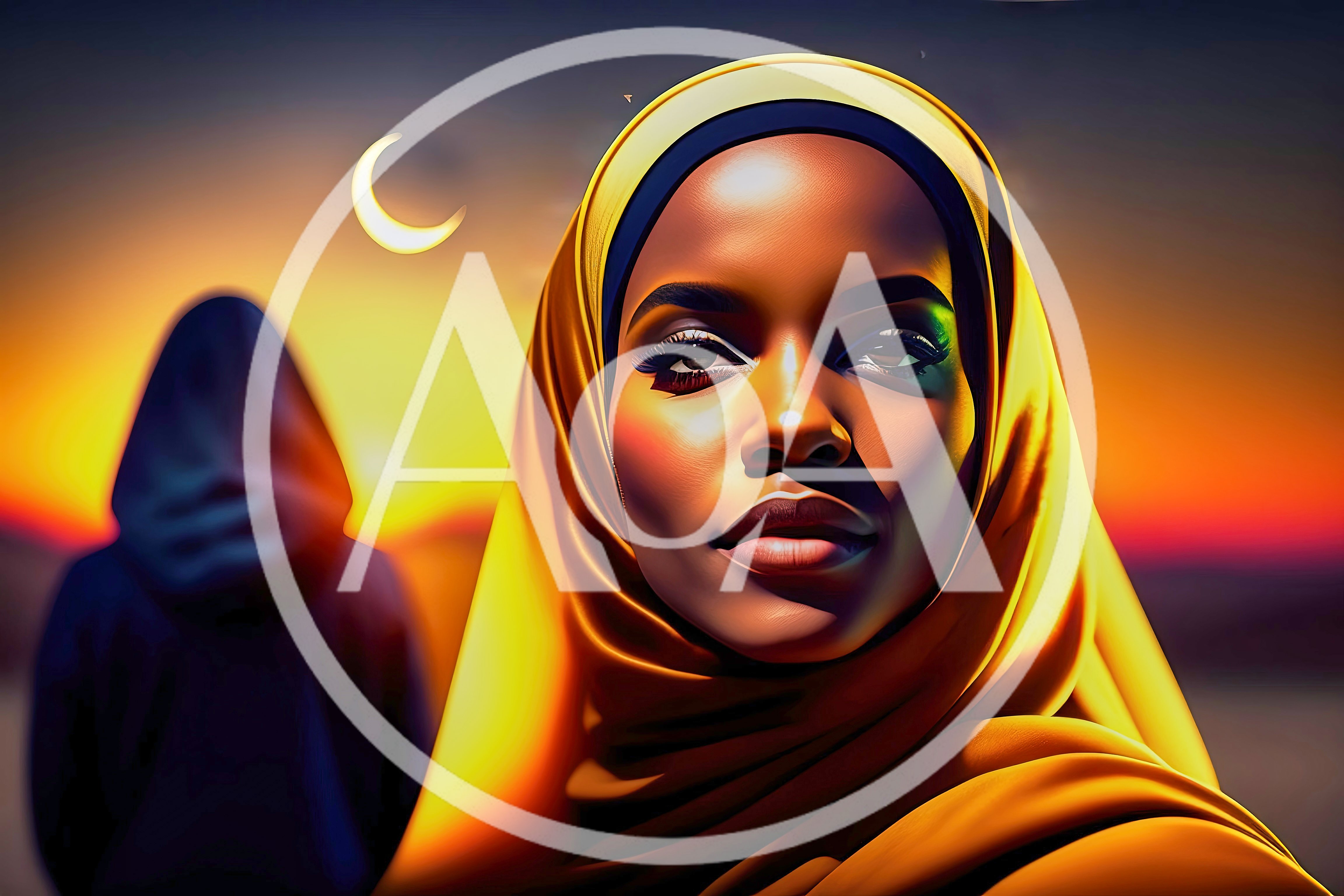 Portrait Of A Woman Wearing A Golden Hijab