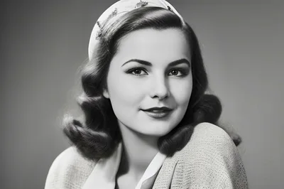 Vintage Portrait Of A Young Woman In 1940s Style
