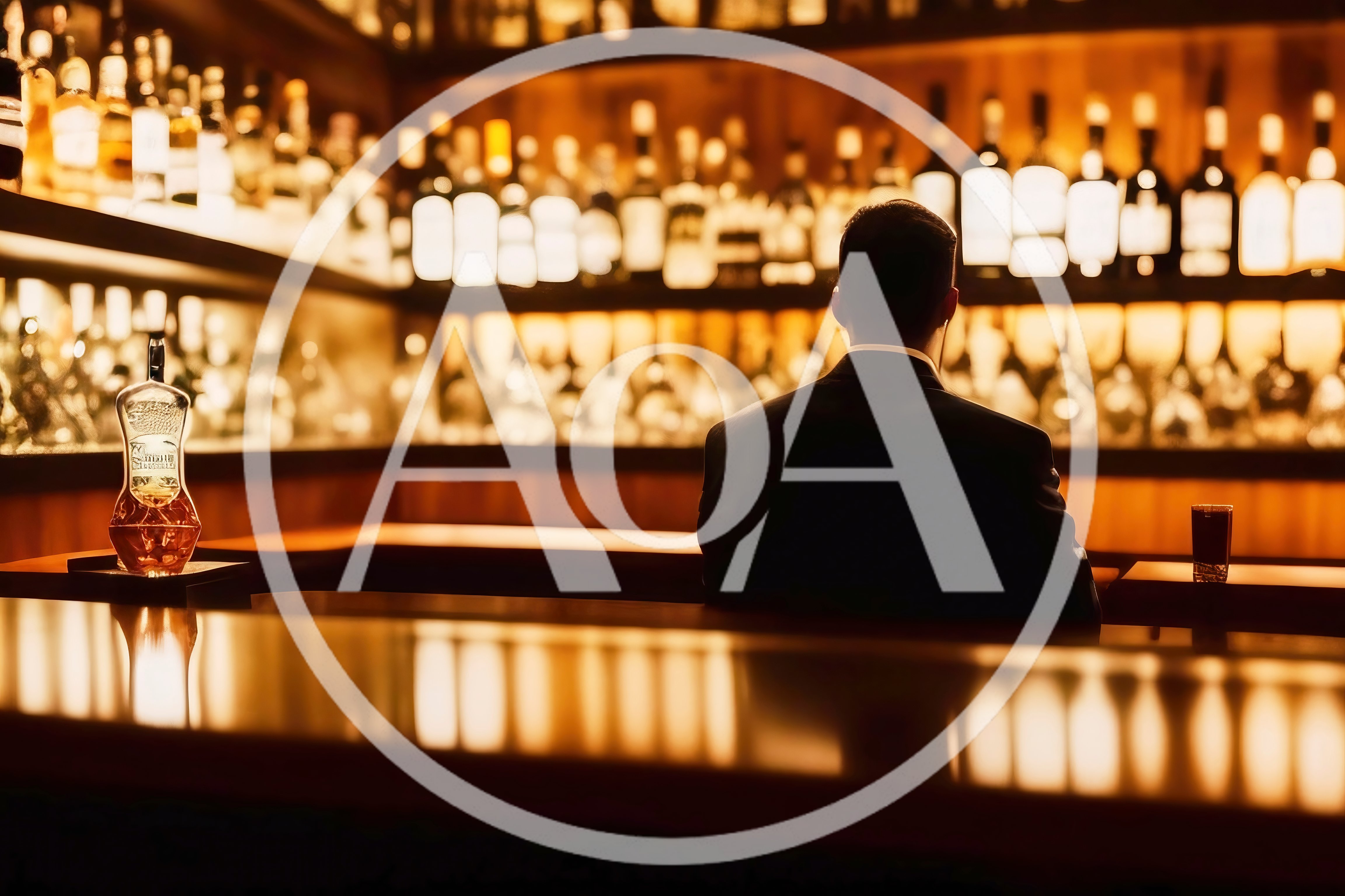 Man Sitting Alone at a Dimly Lit Bar
