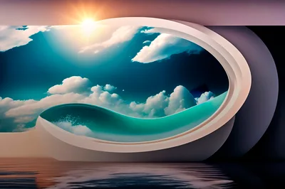 Surreal Architectural Wave Structure Under A Bright Sun