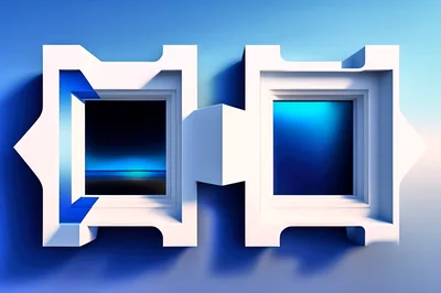 Abstract Geometric Frames With Blue Ocean Views