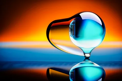 Abstract Glass Sculpture Reflecting Sunset Colors