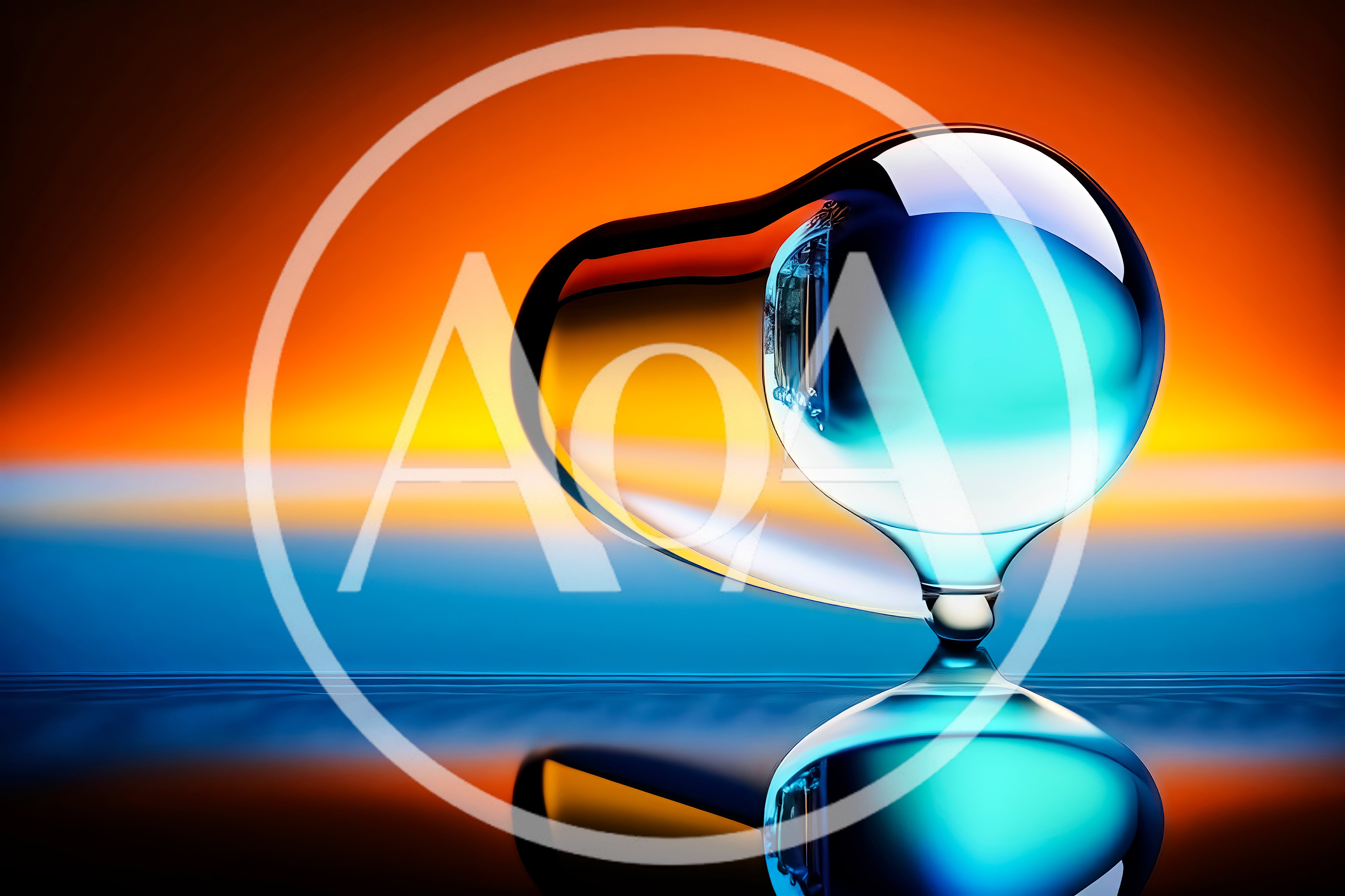 Abstract Glass Sculpture Reflecting Sunset Colors
