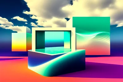 Abstract Geometric Shapes In A Surreal Dreamscape