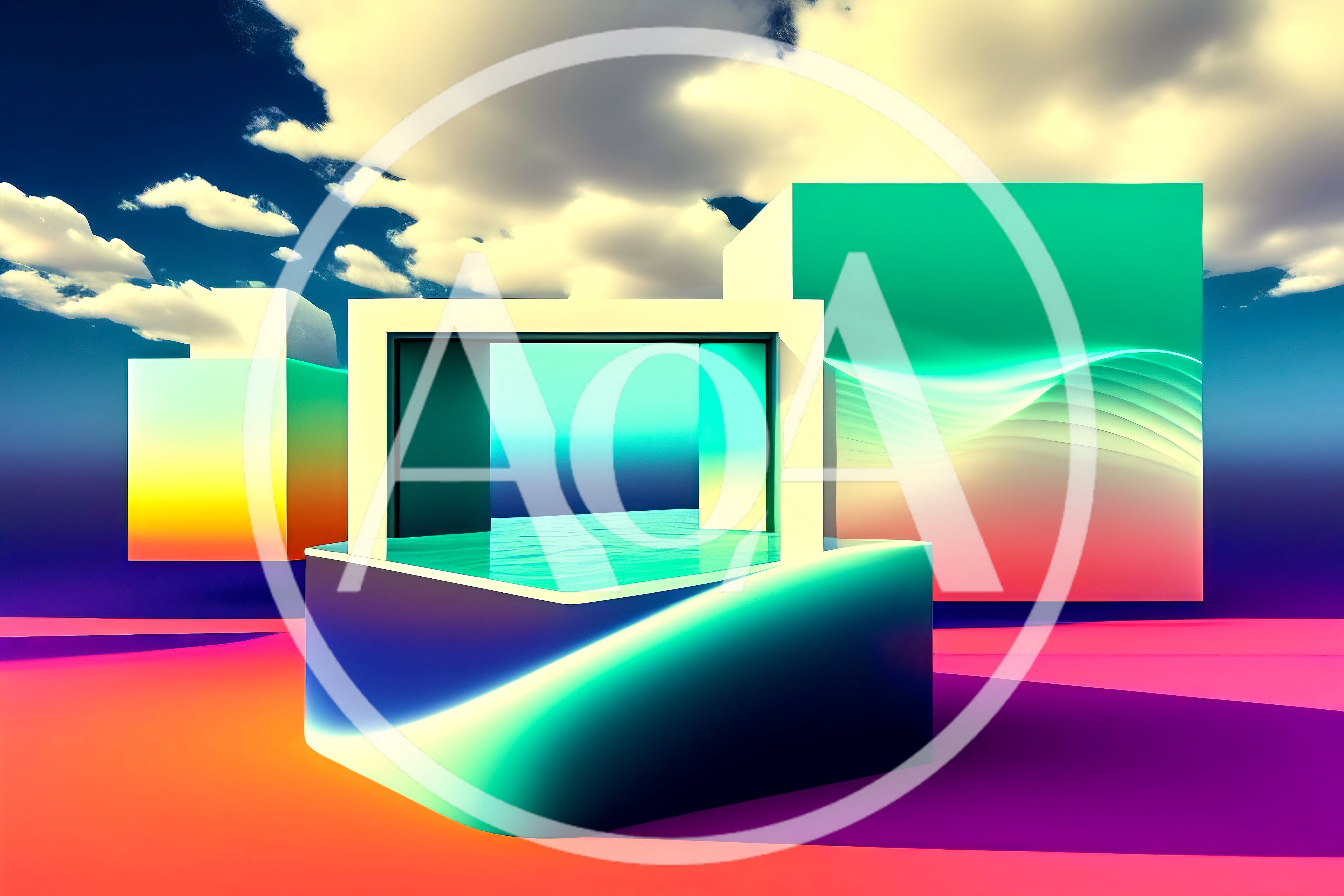 Abstract Geometric Shapes In A Surreal Dreamscape
