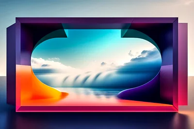Abstract Surreal Frame With Gradient Clouds And Water