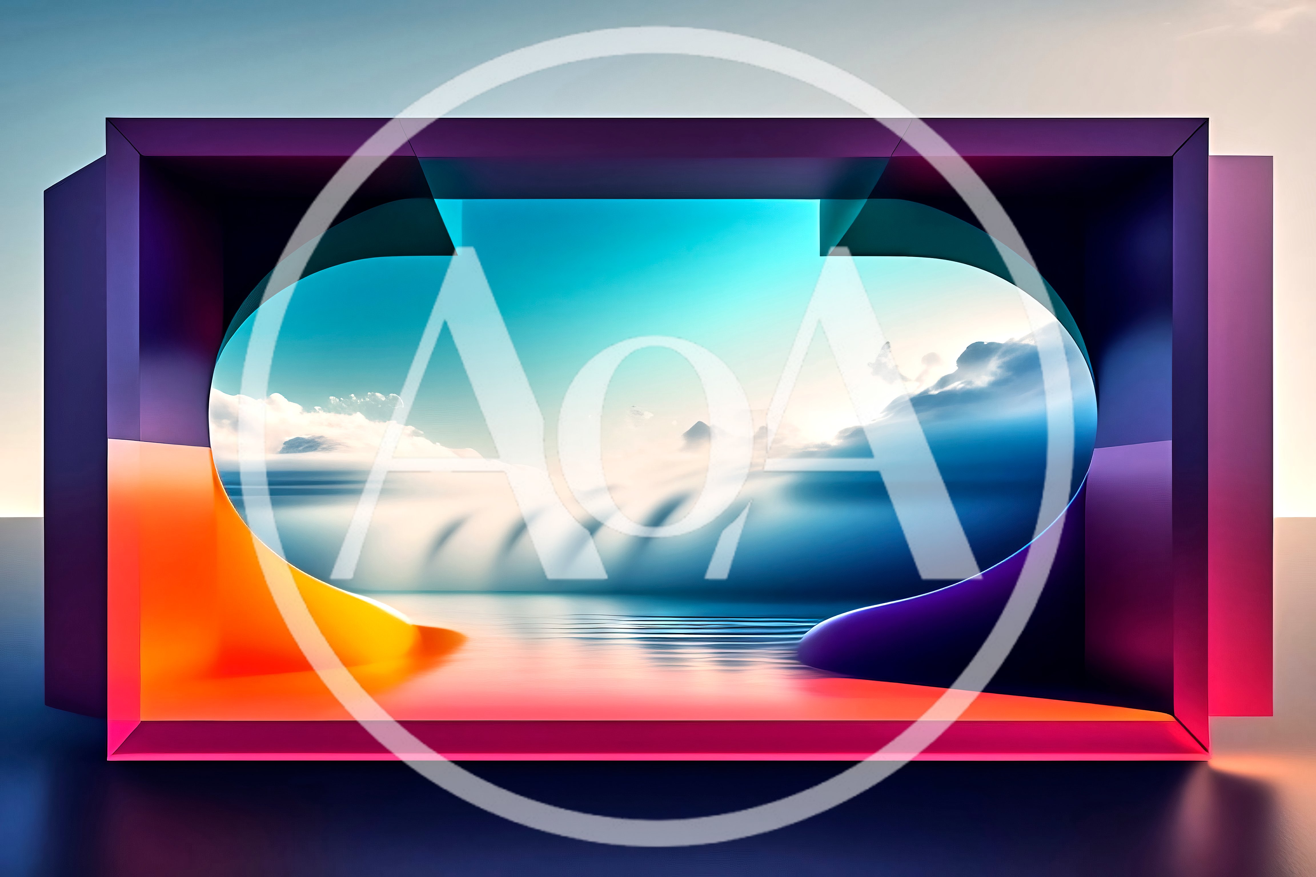 Abstract Surreal Frame With Gradient Clouds And Water