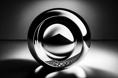Abstract Chrome Sphere With Metallic Particles