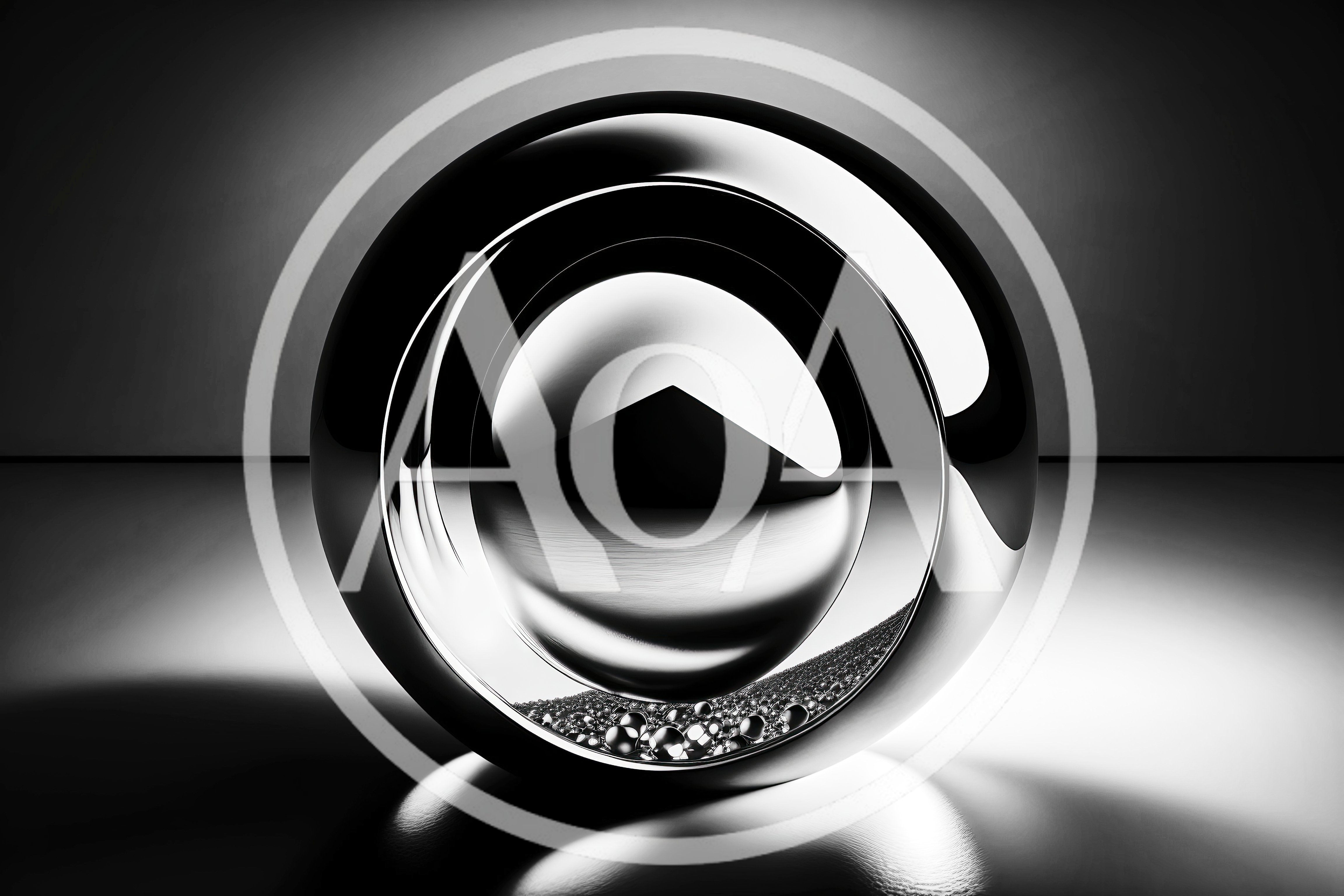Abstract Chrome Sphere With Metallic Particles