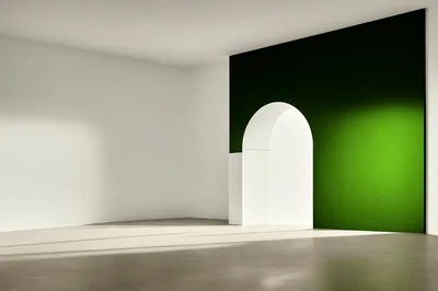 Minimalist Interior Room With Green Archway