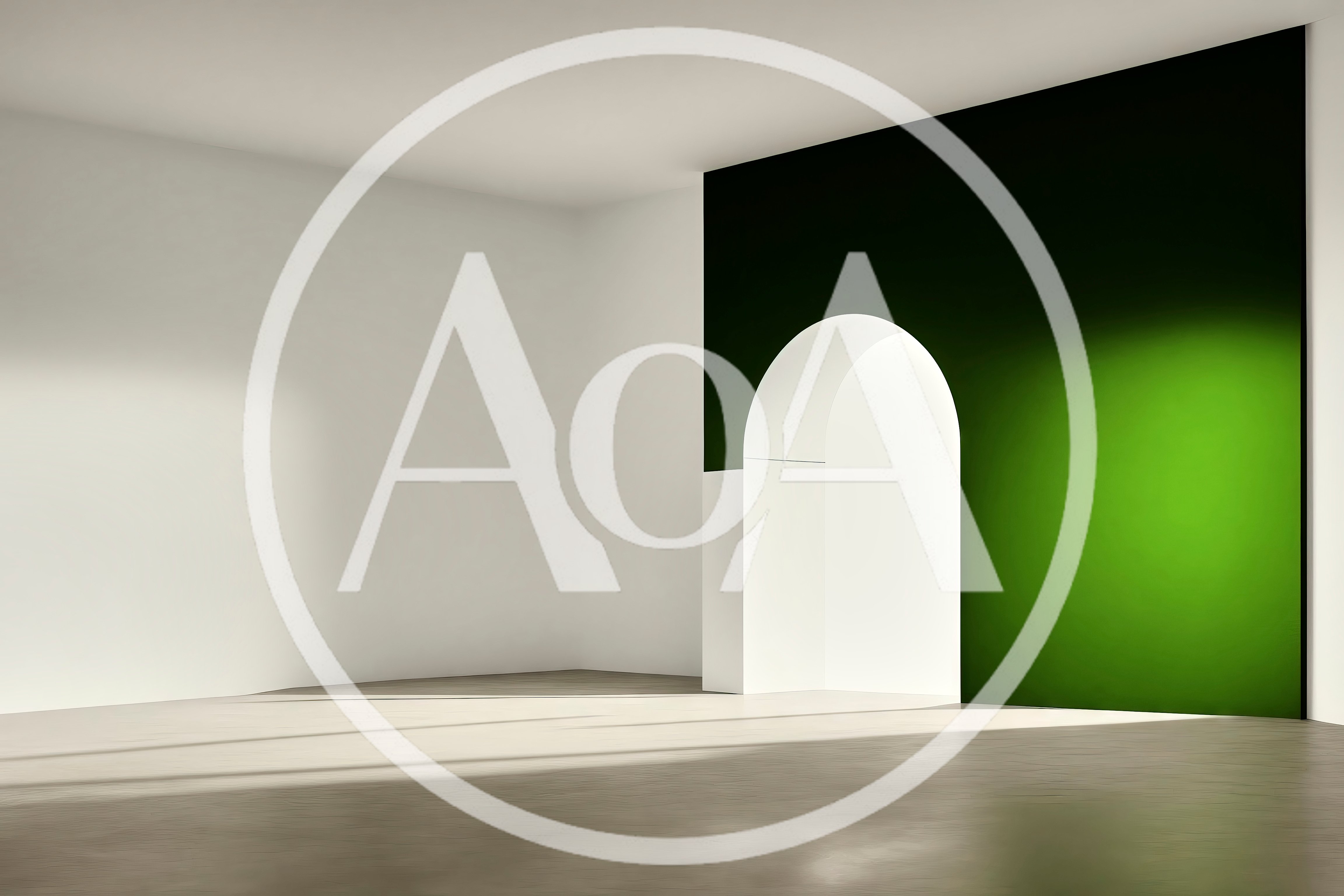 Minimalist Interior Room With Green Archway
