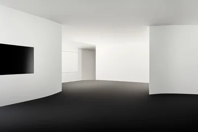 Minimalist Modern Art Gallery Interior With Curved Walls