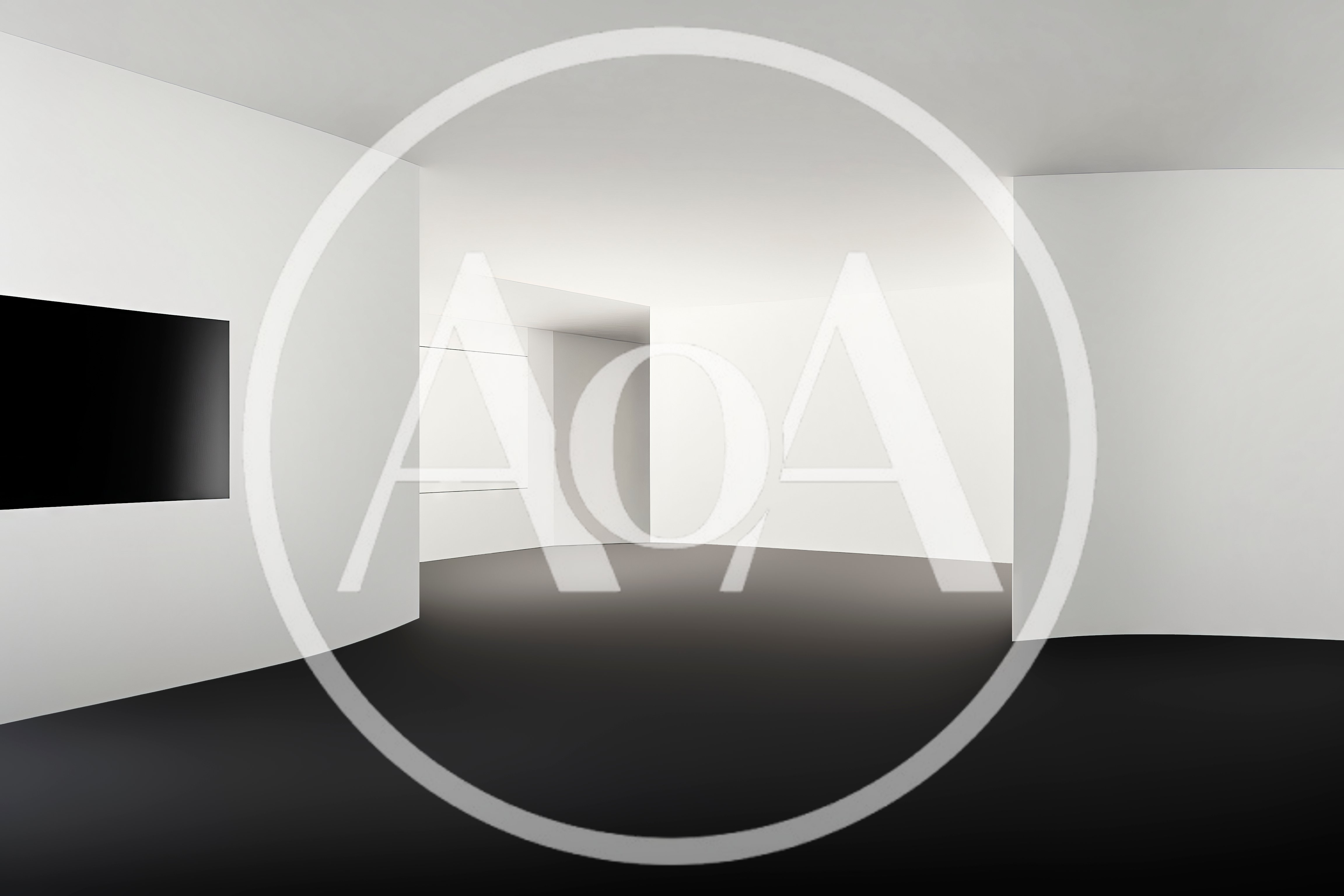 Minimalist Modern Art Gallery Interior With Curved Walls