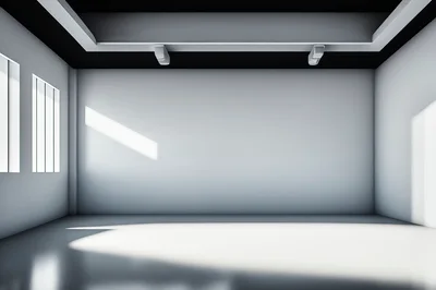 Empty Modern Minimalist Room With Natural Sunlight