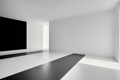 Minimalist Modern Interior With Black And White Geometric Design