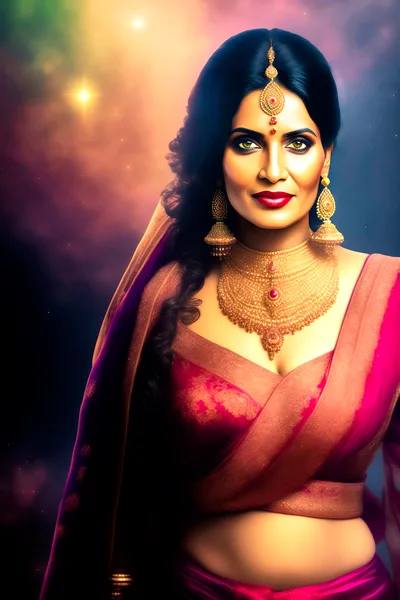 Portrait Of A Beautiful Indian Woman In Traditional Attire