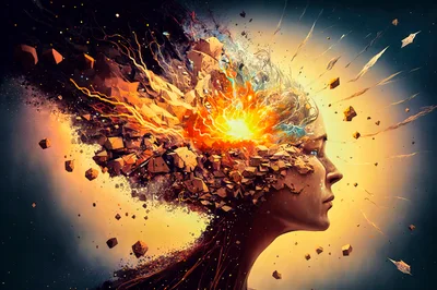 Surreal Conceptual Art Of A Human Head Exploding