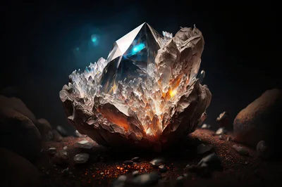 Glowing Crystalline Mineral Formation In Dark Environment