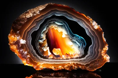 Glowing Agate Geode With Internal Crystalline Structure