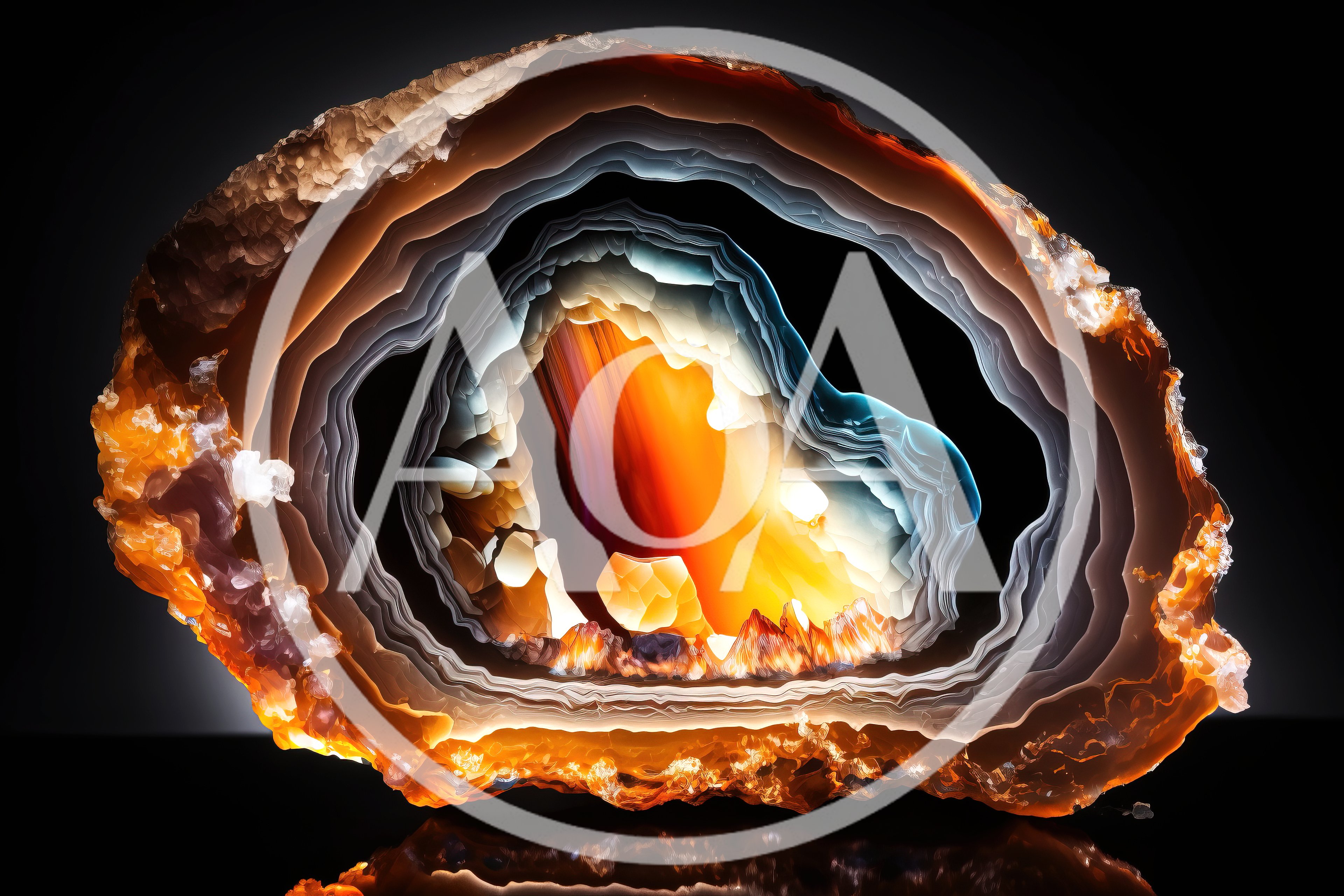 Glowing Agate Geode With Internal Crystalline Structure