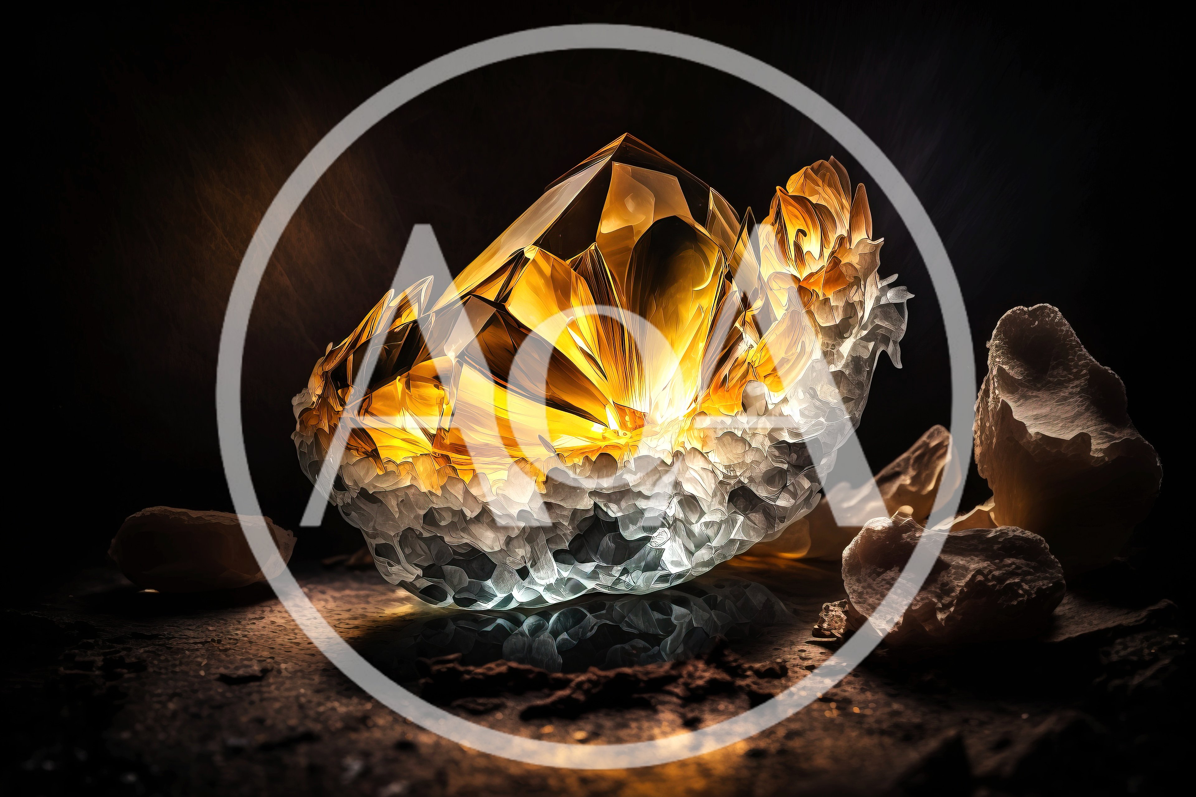 Glowing Golden Citrine Crystal Cluster