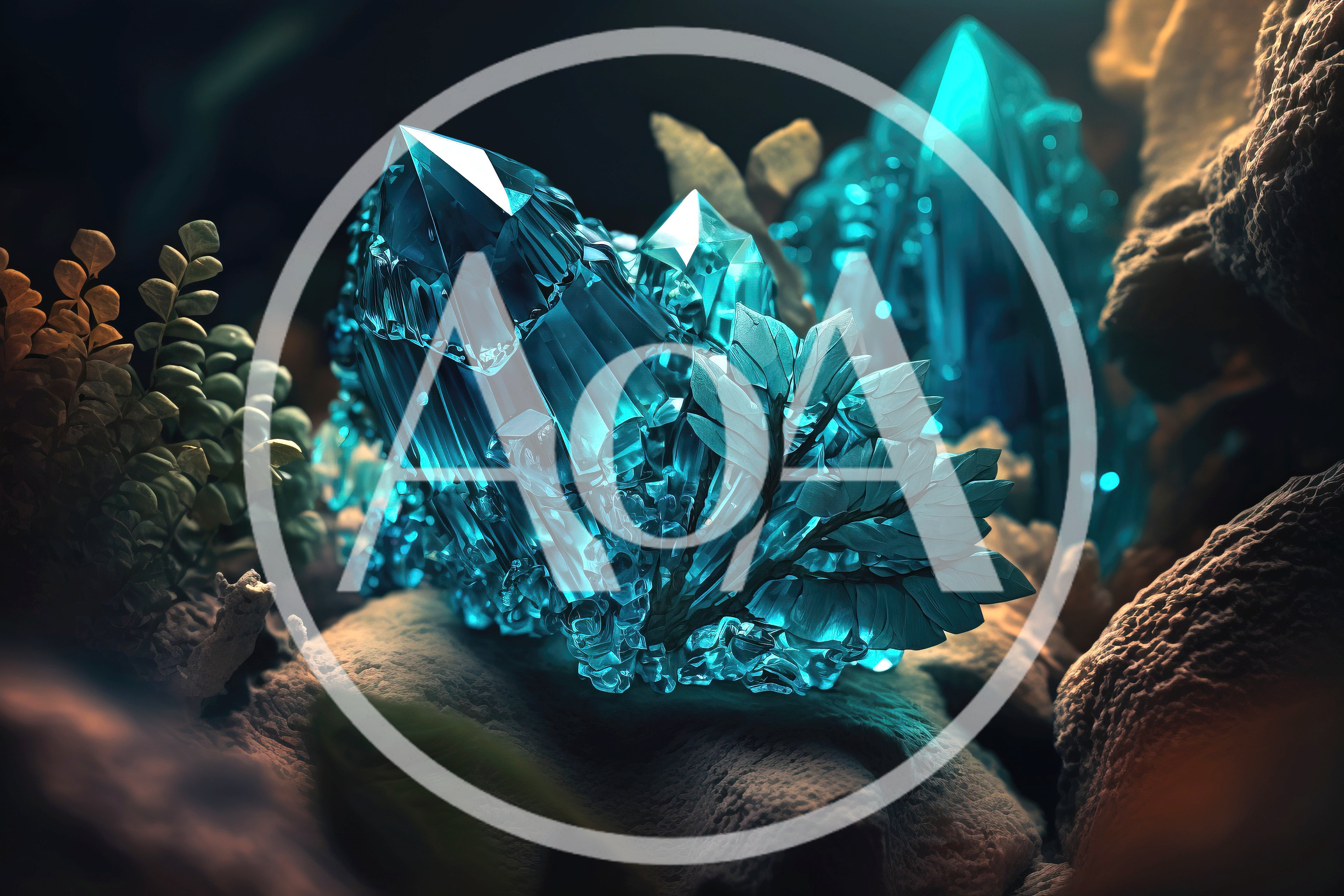 Glowing Blue Crystal Formation In A Fantasy Landscape