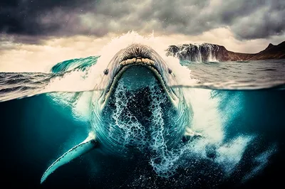 Humpback Whale Breaching Ocean Surface
