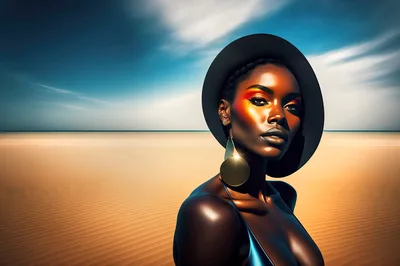 Portrait Of A Stunning Woman In A Wide Brimmed Hat