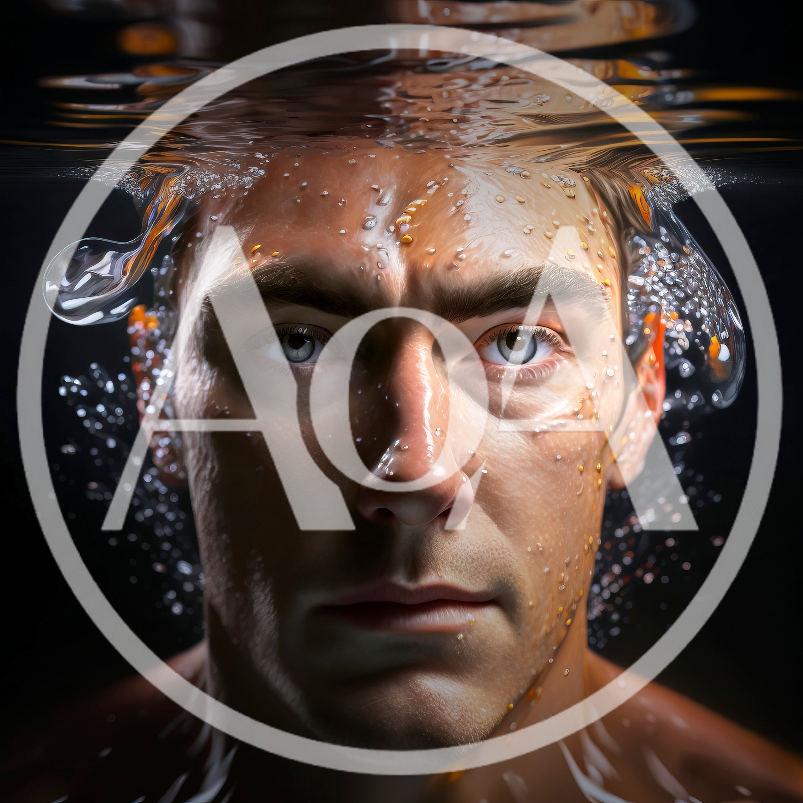 Man Emerging From Water Surface Close Up