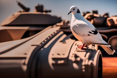 White Dove Perched On A Military Tank