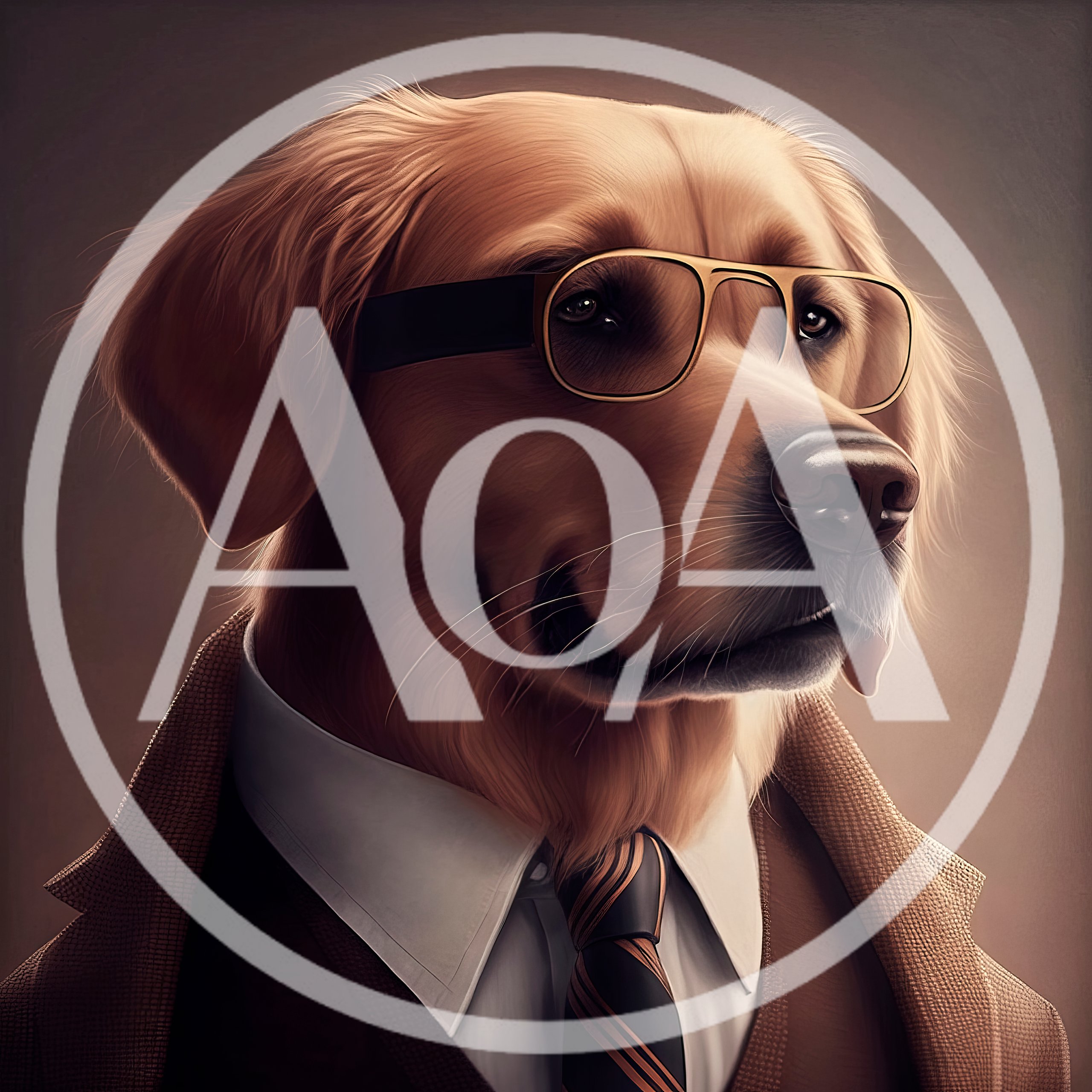 Portrait Of A Sophisticated Golden Retriever In Business Attire