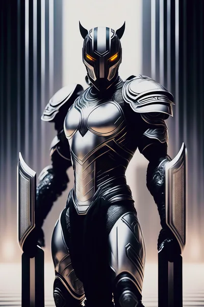 Futuristic Armored Warrior With Glowing Eyes