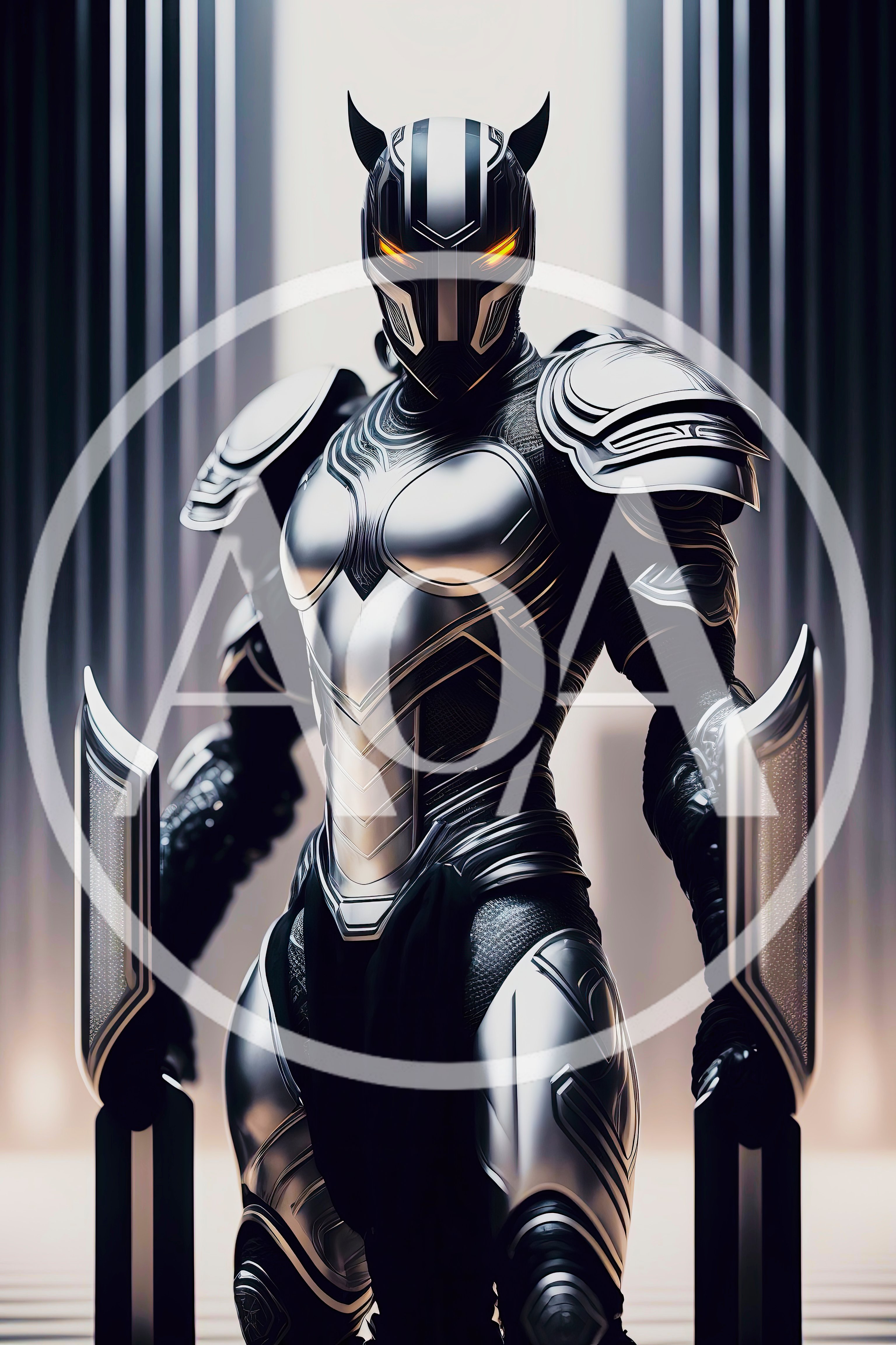 Futuristic Armored Warrior With Glowing Eyes