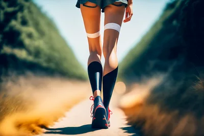 Runner Legs Walking Along A Sunny Dirt Path