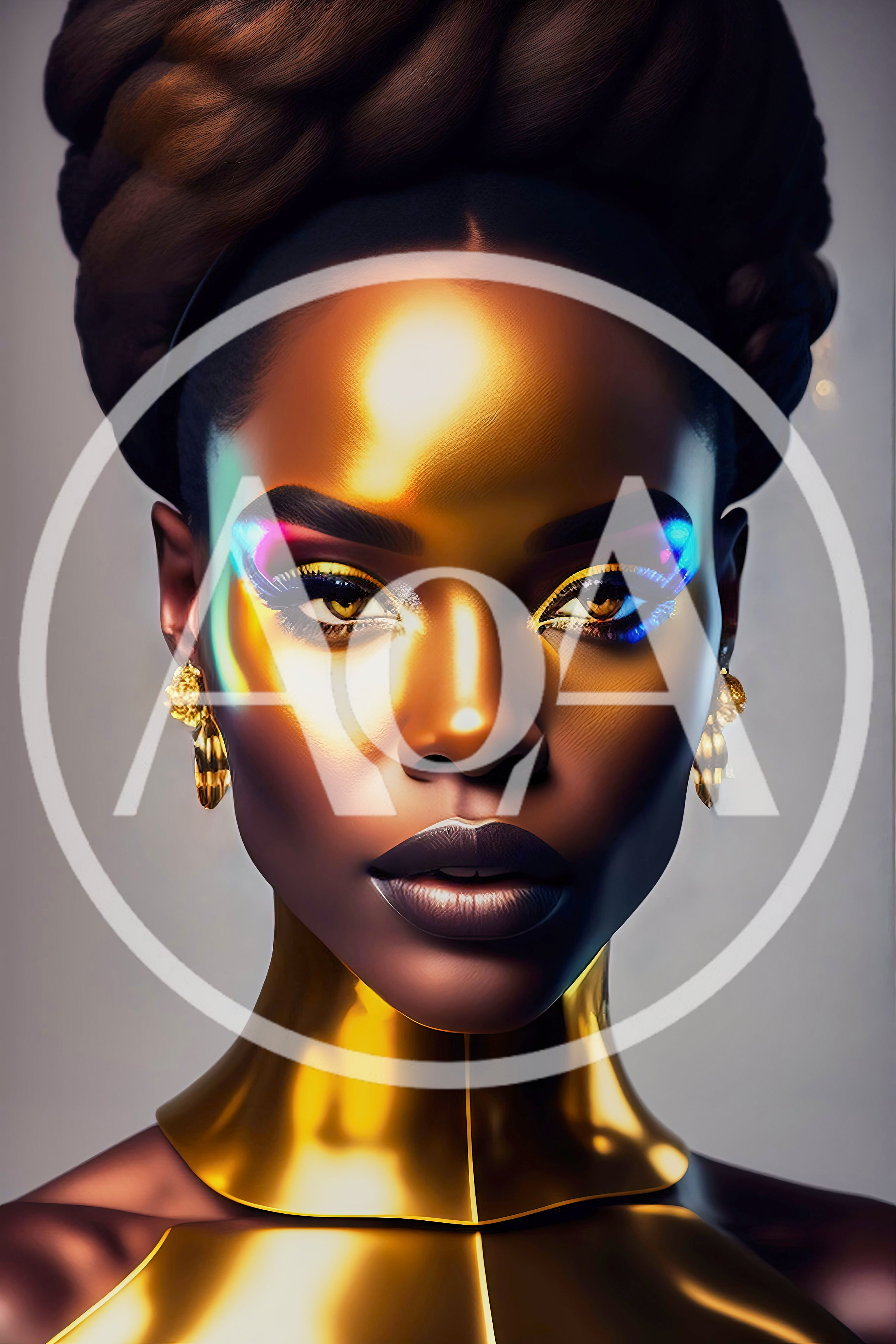 Portrait Of A Woman With Metallic Gold Skin