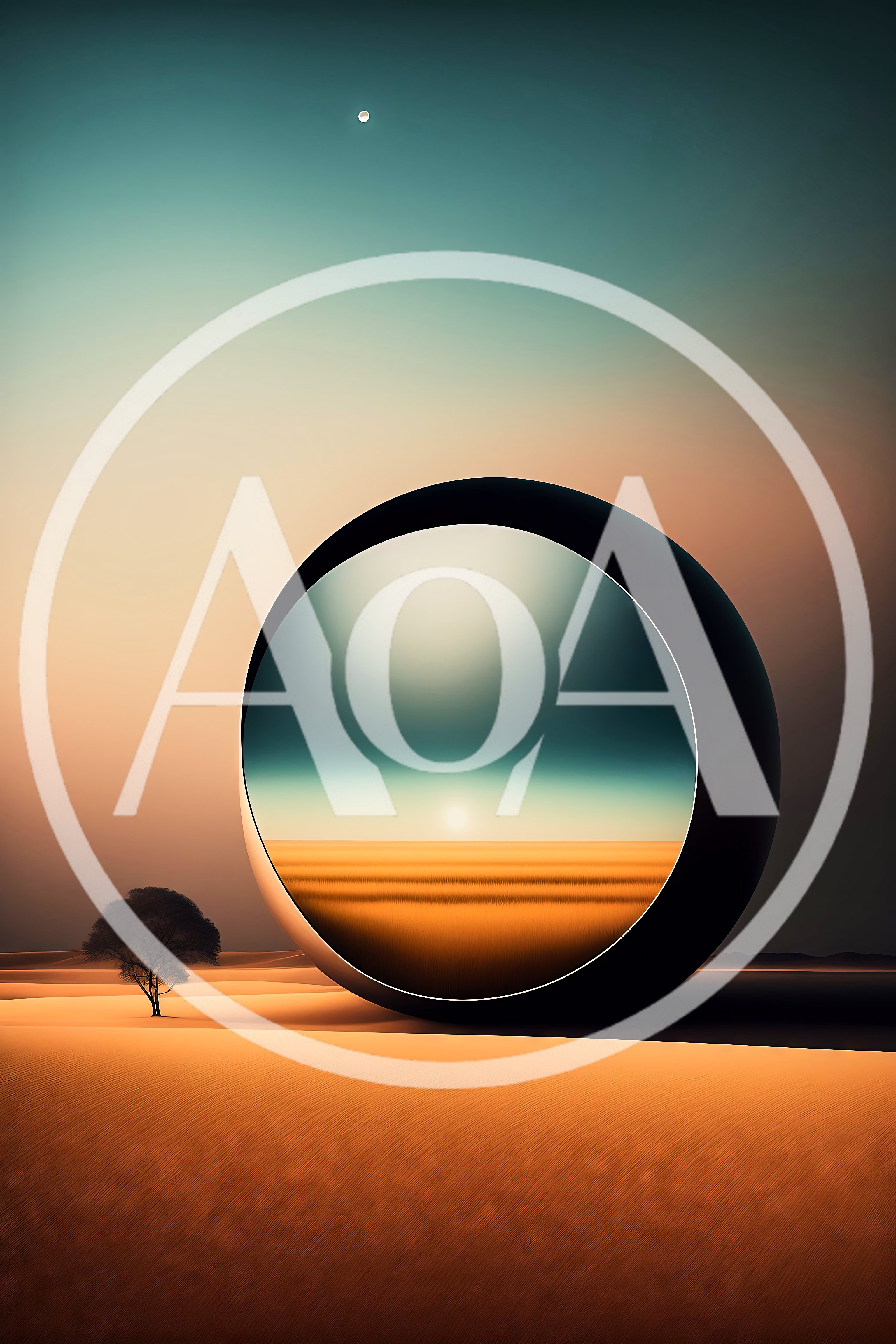 Surreal Desert Landscape With A Large Metallic Sphere