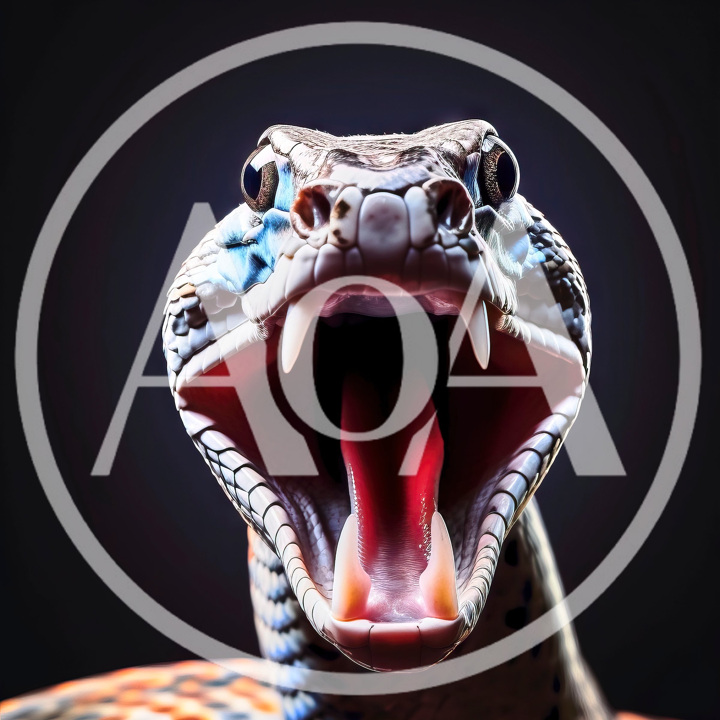 Aggressive Snake With Open Mouth And Exposed Fangs