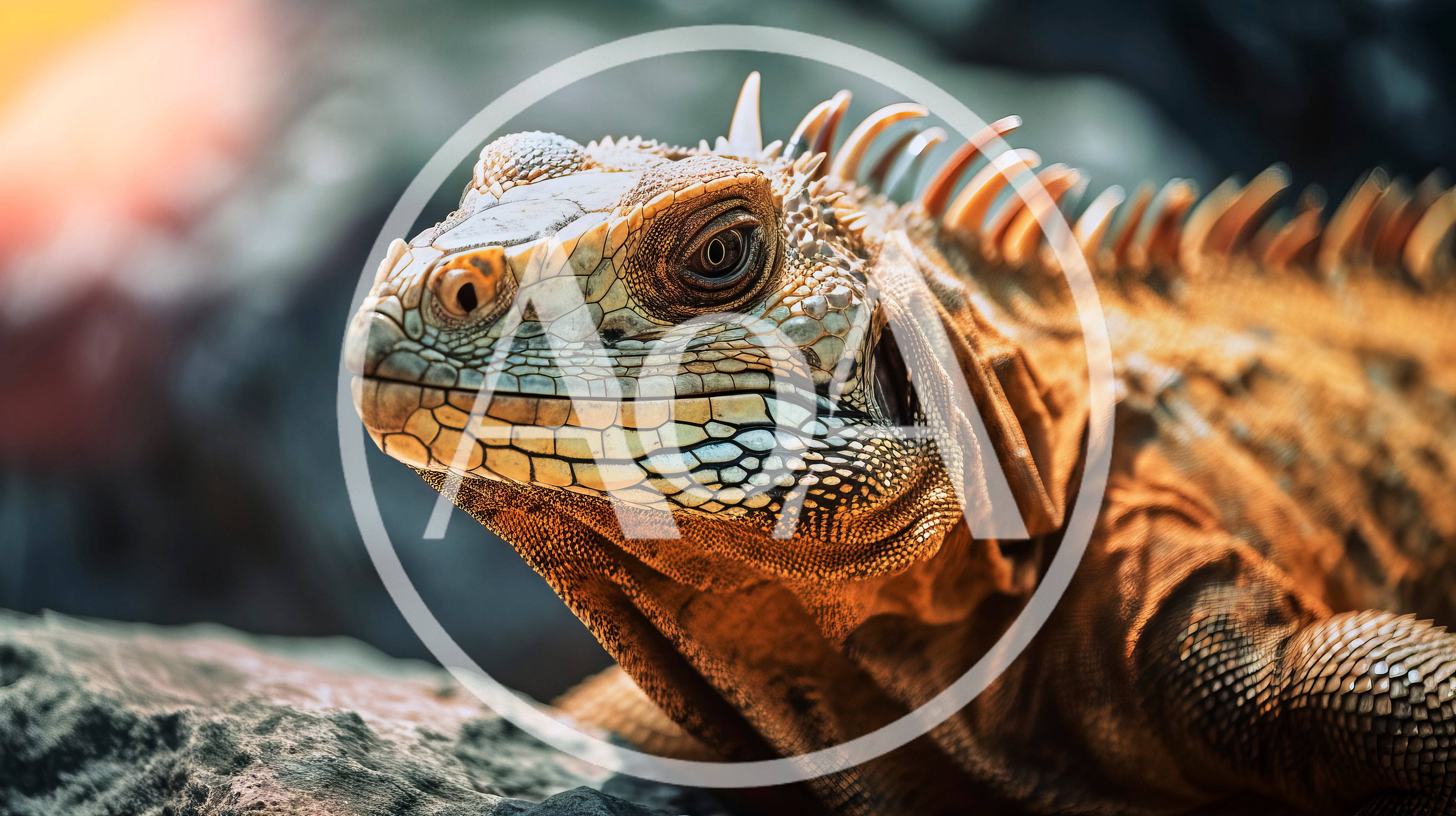 Close Up Portrait Of An Orange Iguana