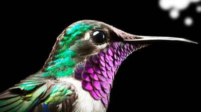 Close Up Portrait Of A Vibrant Hummingbird