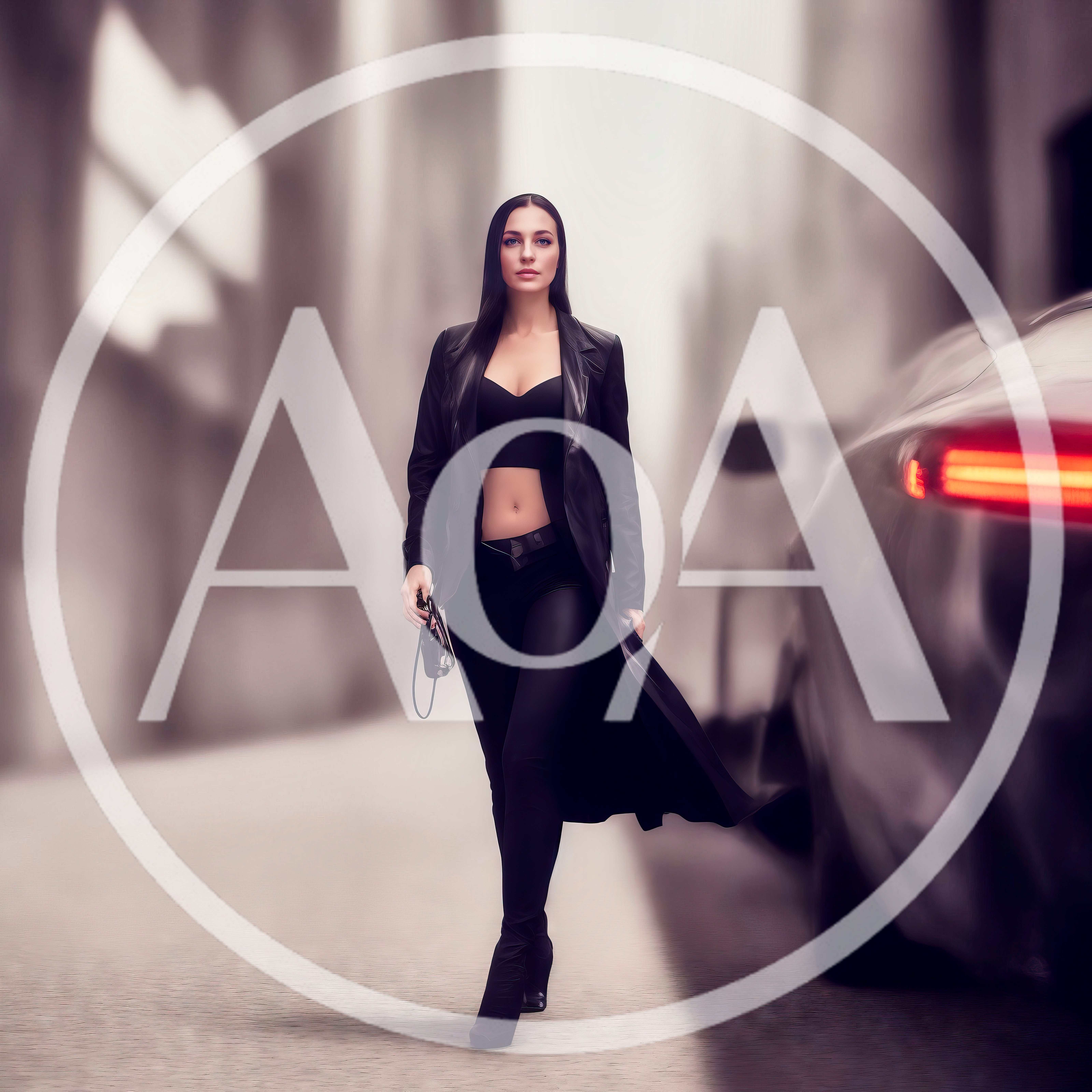 Stylish Woman Walking Down A City Street