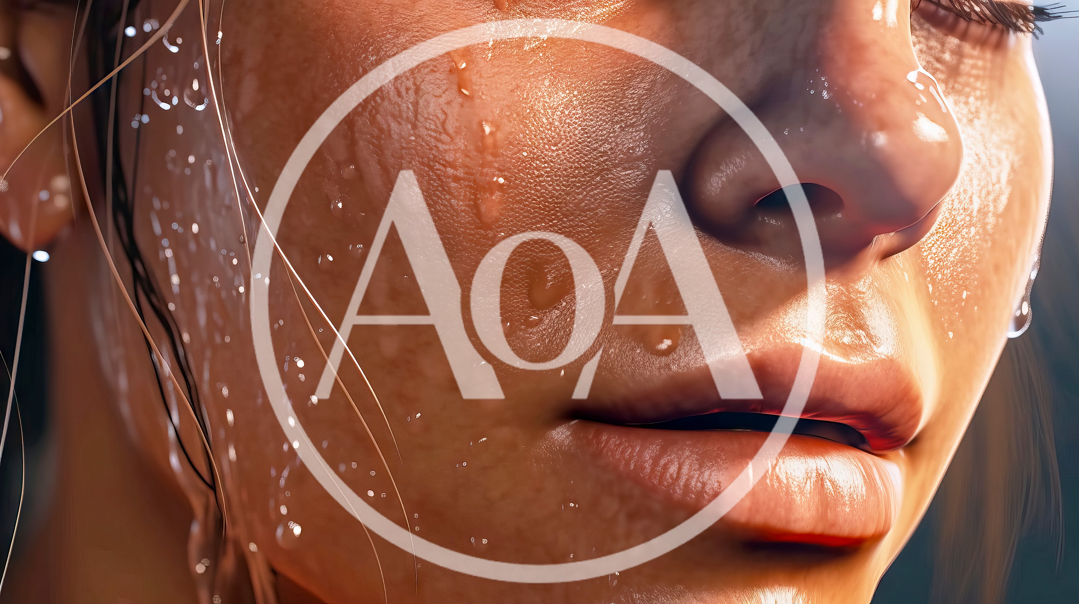 Extreme Close Up Of A Woman With Wet Skin