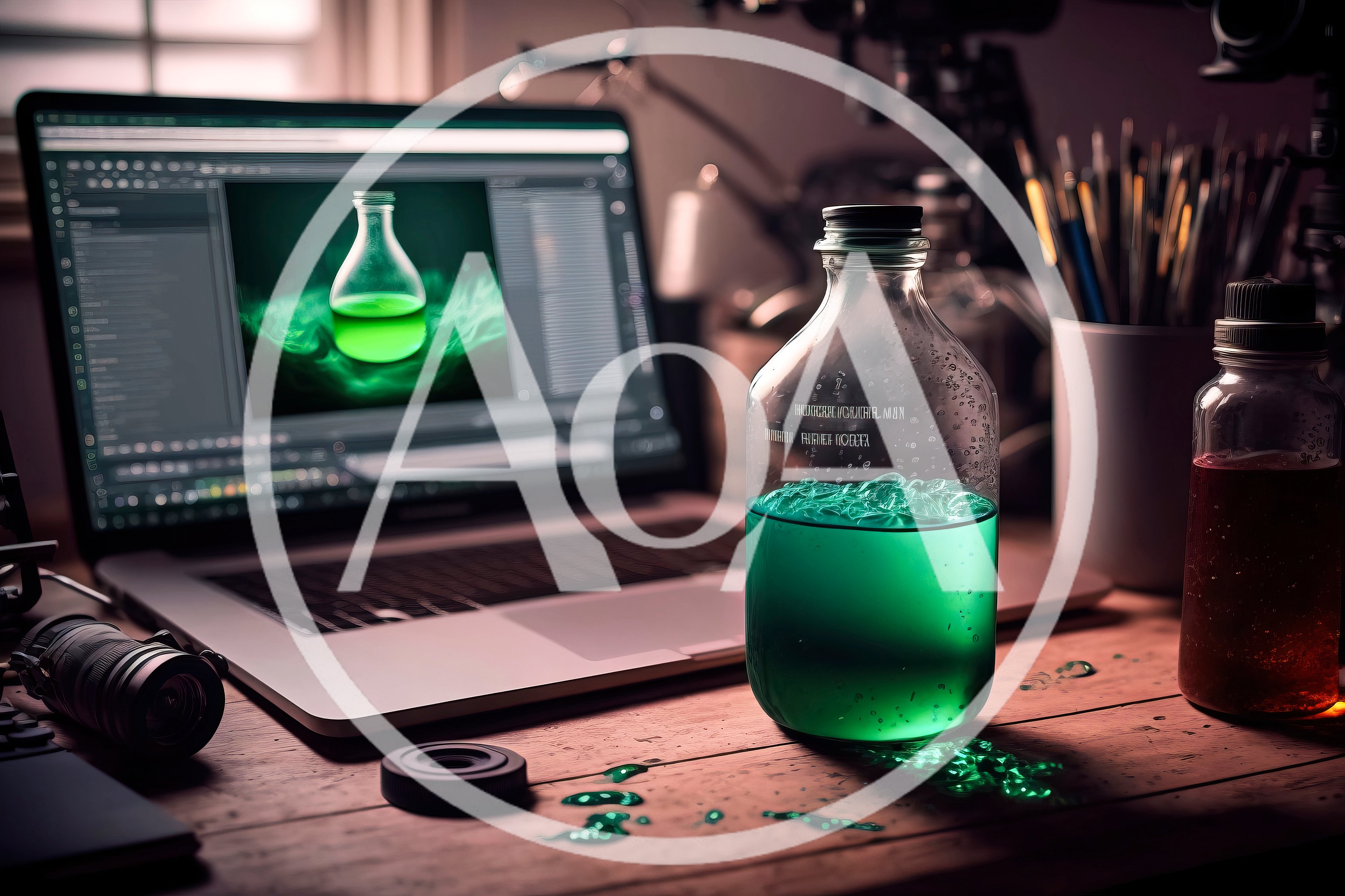 Digital Artist Editing Green Potion Image On Laptop