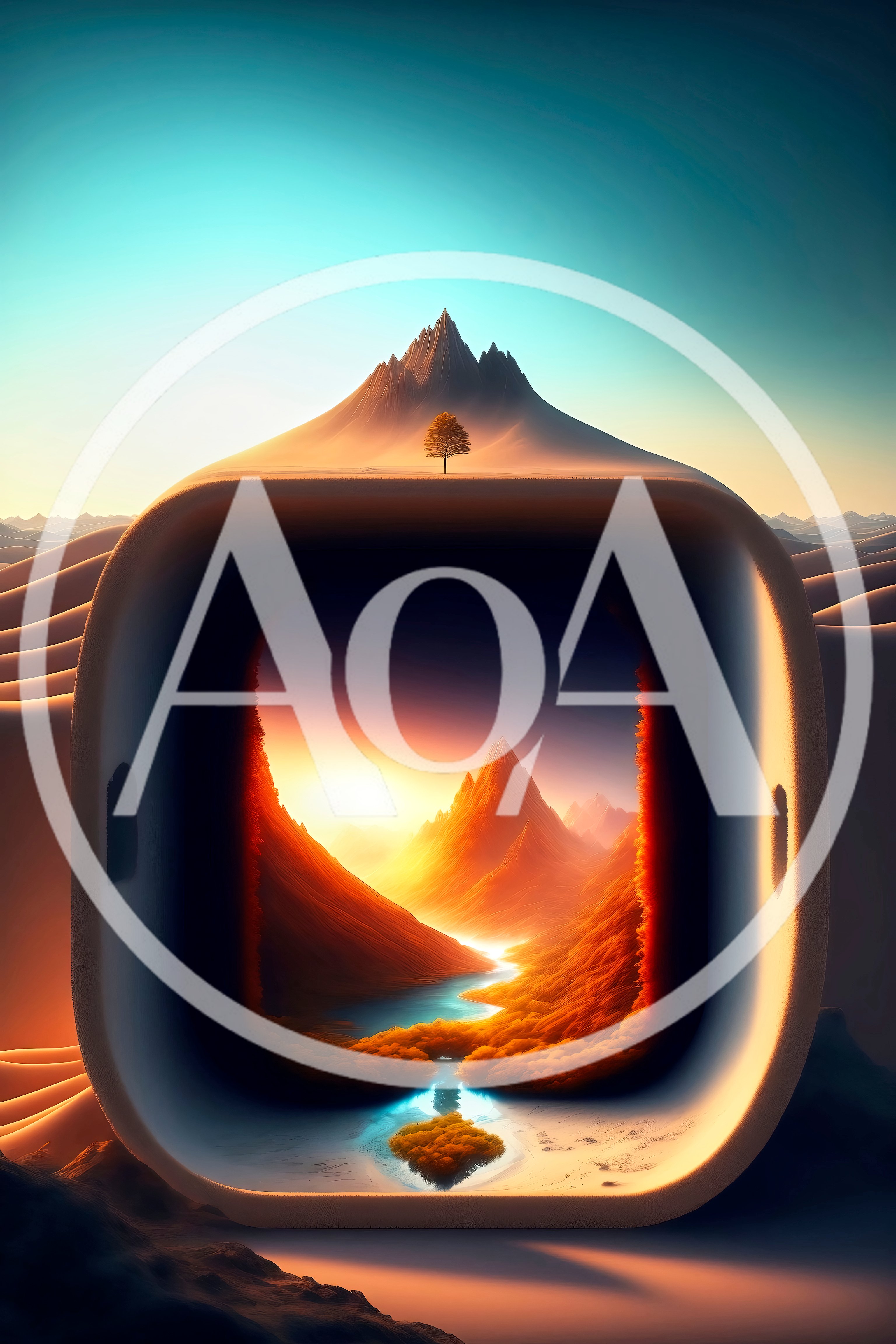 Surreal Landscape Featuring A Portal To A Mountain Valley