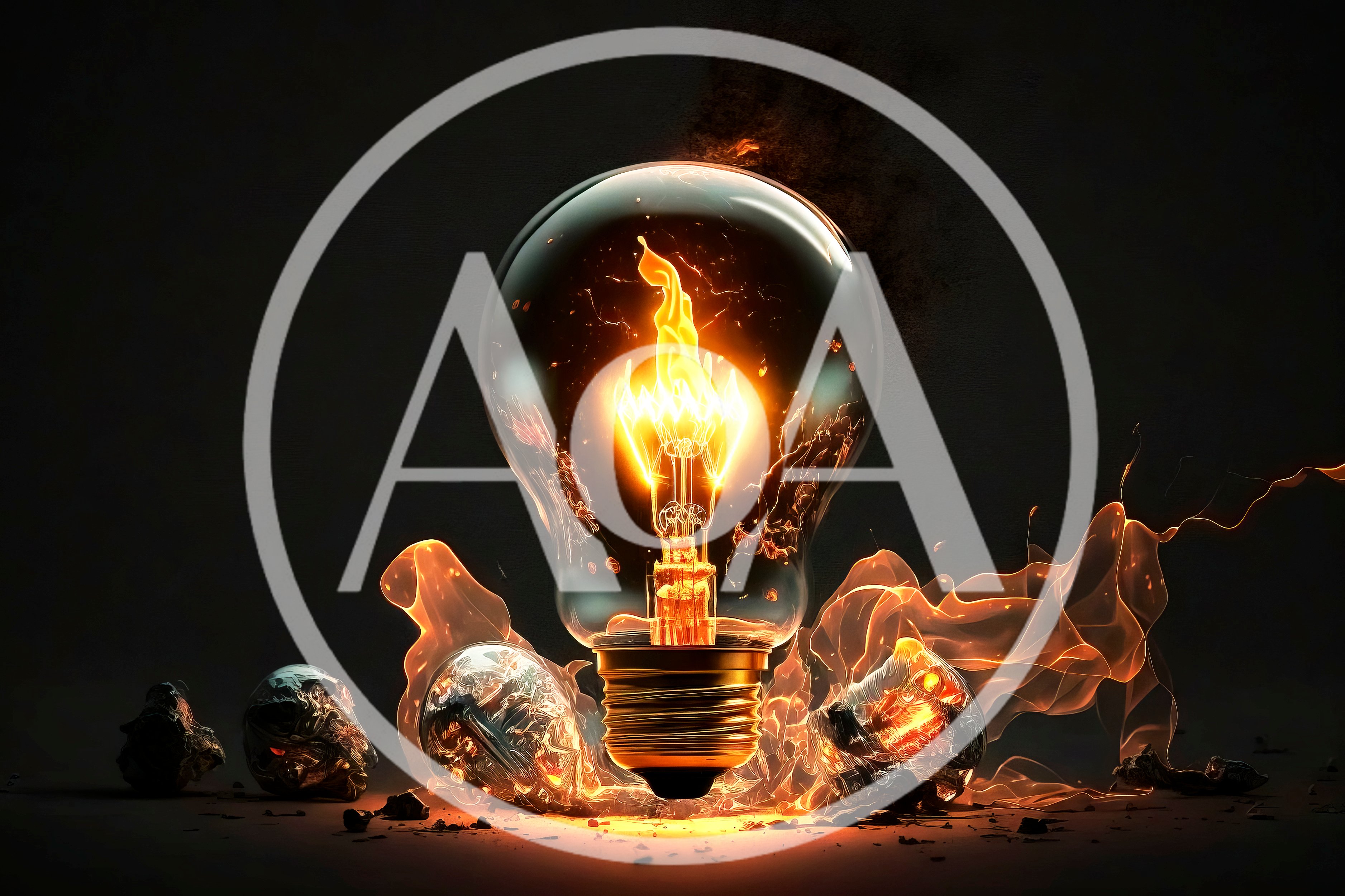 Light Bulb Burning With Internal Fire And Flames